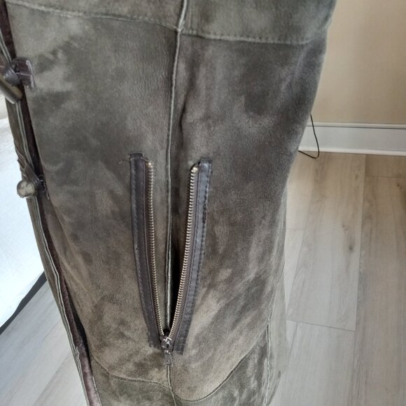 Belle Fare Burnaby Green Toscana Shearling Hooded Coat Sz S - Picture 11 of 16